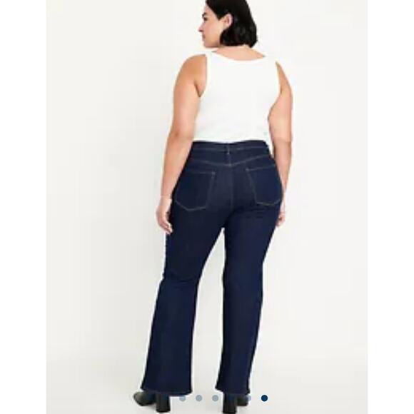 Old Navy Wow Flare Jeans 18 Tall High-Rise Dark Wash Stretch Denim Pants - Picture 2 of 8